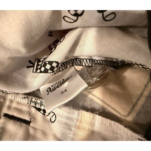 Royal Awesome Yellow Black Shorts Mens 34 9" Golf Loud - Picture 3 of 6